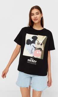 Stradivarius Футболка Disney С Блестящими Деталями Черный Xl