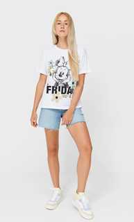 Stradivarius Футболка Disney С Блестящими Деталями Белый Xs