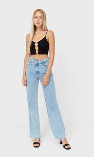 Stradivarius Топ Со Стразами Спереди Черный Xl
