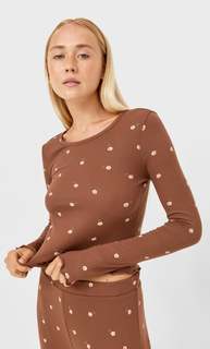 Stradivarius Топ В Пижамном Стиле С Цветочным Принтом Коричневый M
