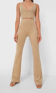 Stradivarius Брюки Клеш Из Мягкой Ткани Бежевый M