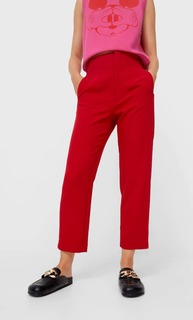 Stradivarius Брюки С Защипами Красный 34