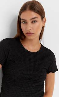 Stradivarius Футболка С Вафельным Узором Черный Xs