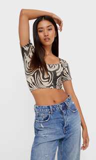 Stradivarius Бесшовный Топ В Балетном Стиле Бежевый M