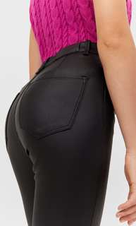 Stradivarius Брюки Скинни С Покрытием Черный 36