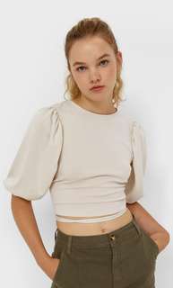 Stradivarius Футболка С Рукавами Со Сборкой По Низу Multicolor Xl