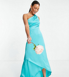 Бирюзовое платье макси на одно плечо TFNC Tall Bridesmaid-Голубой