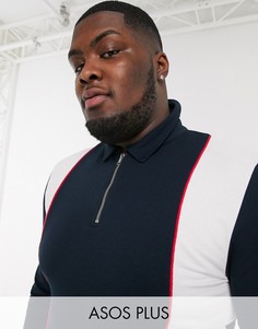 Обтягивающий свитшот в стиле колор блок от комплекта ASOS DESIGN Plus-Темно-синий