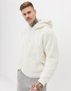 Бежевый oversize-худи из искусственного меха ASOS DESIGN-Neutral