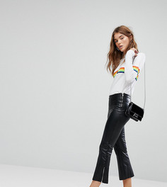 Укороченные расклешенные брюки из полиуретана Bershka-Черный