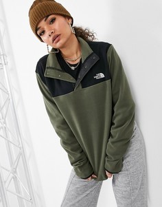 Флисовый топ цвета хаки с воротником на молнии The North Face-Зеленый цвет