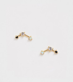 Позолоченные серьги-клаймберы с камнями Kingsley Ryan-Золотой