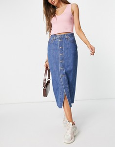 Синяя джинсовая юбка миди с пуговицами спереди Levis-Голубой Levis®