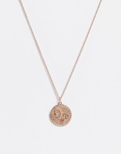 Золотистое ожерелье с монеткой с 3D изображением бабочки Olivia Burton-Золотистый