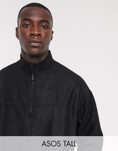Черная свободная флисовая олимпийка ASOS DESIGN Tall-Черный цвет