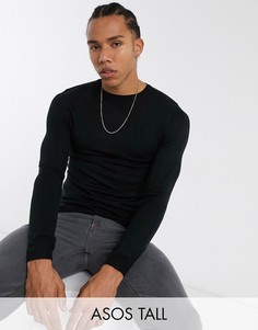 Черный вязаный облегающий джемпер ASOS DESIGN Tall