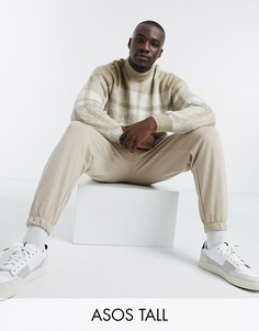 Бежевый фактурный джемпер в клетку с эффектом омбре ASOS DESIGN Tall-Neutral