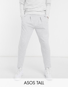 Белые меланжевые джоггеры с защипами ASOS DESIGN Tall-Белый