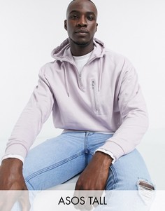 Oversized-худи фиолетового цвета на короткой молнии с карманом на молнии ASOS DESIGN Tall-Фиолетовый