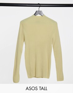 Бежевый облегающий джемпер с высоким воротом ASOS DESIGN Tall-Neutral
