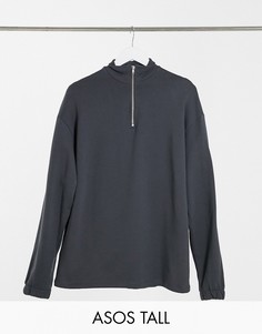 Черный свитшот в стиле oversized с короткой молнией ASOS DESIGN Tall