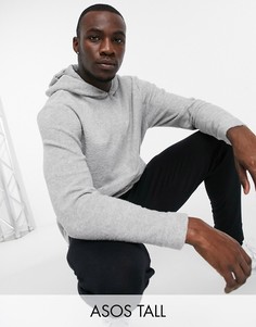 Свободный меланжевый худи из плотного флиса с молниями по бокам ASOS DESIGN Tall-Серый