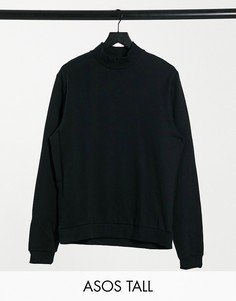 Черный свитшот из органического хлопка с высоким воротником ASOS DESIGN Tall