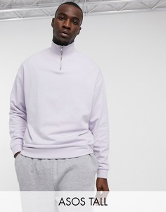 Фиолетовый oversized-свитшот с короткой молнией ASOS DESIGN Tall