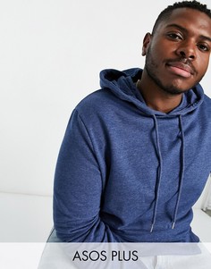 Синий удлиненный худи из органического хлопка ASOS DESIGN Plus-Голубой