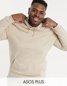 Бежевый удлиненный худи из органического хлопка ASOS DESIGN Plus