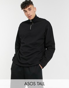 Черный oversized-свитшот с молнией ASOS DESIGN Tall-Черный цвет