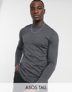 Серый джемпер из хлопка ASOS DESIGN Tall