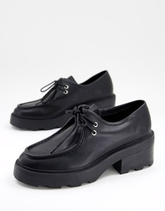Черные туфли на плоской массивной подошве со шнуровкой ASOS DESIGN Minny-Черный цвет