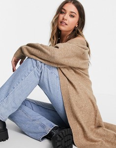 Пушистый кардиган макси бежевого цвета с объемными рукавами ASOS DESIGN-Светло-бежевый цвет
