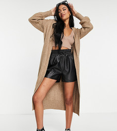 Серо-бежевый пушистый кардиган макси с объемными рукавами ASOS DESIGN Tall-Светло-бежевый цвет