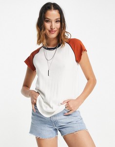 Футболка с контрастной рыжей отделкой We The Free by Free People-Белый