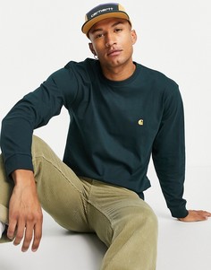 Зеленый лонгслив Carhartt WIP Chase-Зеленый цвет