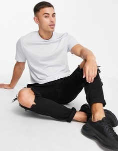 Серо-голубая футболка из органического хлопка с круглым вырезом ASOS DESIGN-Голубой