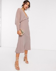 Платье миди с рукавами "летучая мышь" ASOS DESIGN-Разноцветный