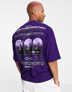 Фиолетовая oversized-футболка с принтом на спине ASOS DESIGN-Фиолетовый цвет
