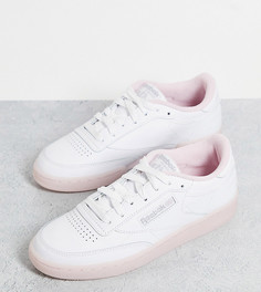 Бело-розовые кроссовки с сердечками Reebok Club C 85 – эксклюзивно для ASOS-Белый