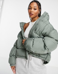 Пуховик в стиле oversized из переработанных материалов цвета хаки ASOS DESIGN-Зеленый цвет