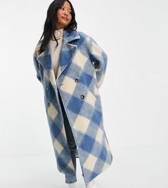 Oversized-пальто в ромбовидную клетку ASOS DESIGN Petite-Multi