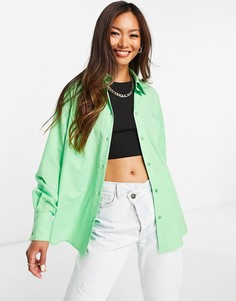 Зеленая свободная рубашка с ассиметричным нижним краем ASOS DESIGN-Зеленый цвет