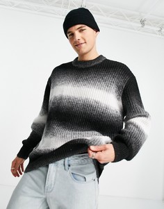Черный джемпер в полоску с эффектом омбре Topman-Черный цвет