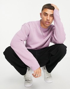 Светло-фиолетовый свободный джемпер из трикотажа с отделкой на вырезе New Look-Фиолетовый цвет
