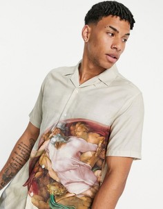 Разноцветная рубашка с принтом «Сикстинская капелла» Topman-Multi