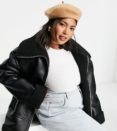 Черная куртка-авиатор с искусственным мехом ASOS DESIGN Curve-Черный цвет
