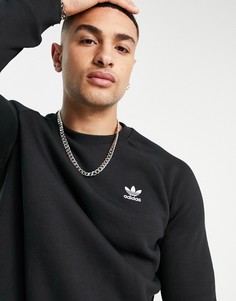 Черный свитшот с маленьким логотипом adidas Originals essentials-Черный цвет