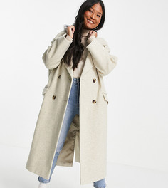 Кремовое трикотажное пальто с капюшоном в стиле oversized ASOS DESIGN Petite-Белый